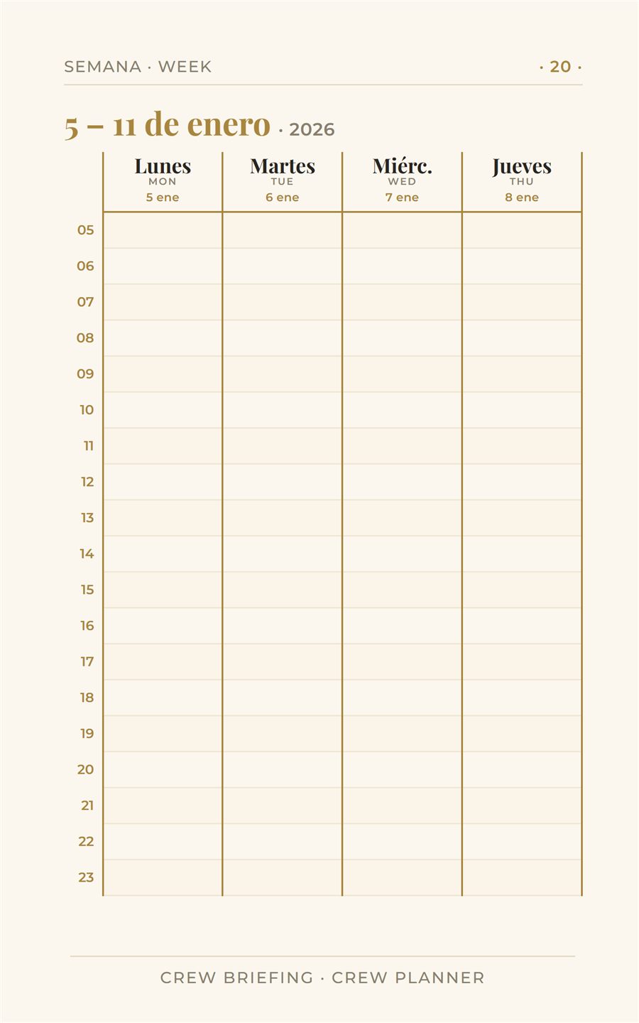 La semana real: Servicio · Vuelos · Descanso